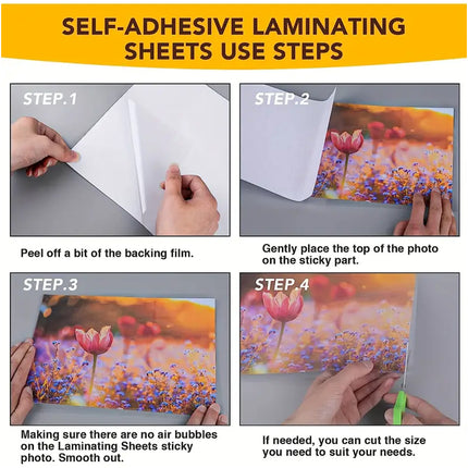 50PCS Thickened Transparent Self Adhesive Cold Laminating Film Paper Protection