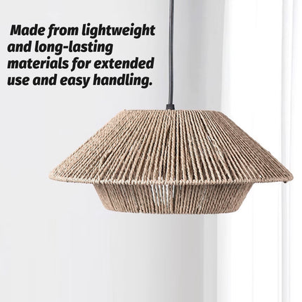 Hand Woven Paper Rope Pendant Lampshade Boho Rattan Style