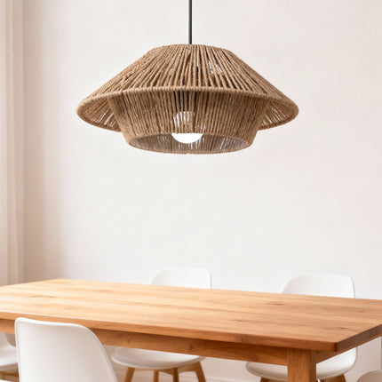 Hand Woven Paper Rope Pendant Lampshade Boho Rattan Style