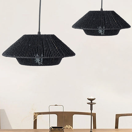 Hand Woven Paper Rope Pendant Lampshade Boho Rattan Style