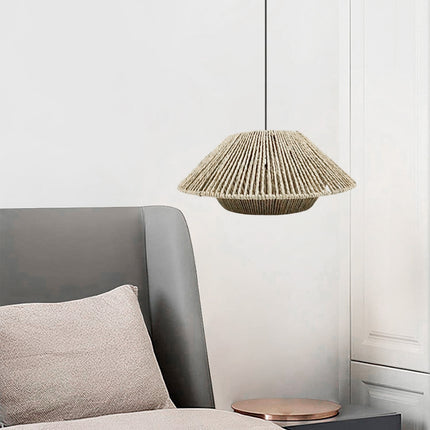 Hand Woven Paper Rope Pendant Lampshade Boho Rattan Style