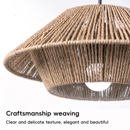 Hand Woven Paper Rope Pendant Lampshade Boho Rattan Style
