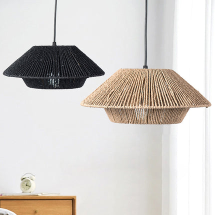 Hand Woven Paper Rope Pendant Lampshade Boho Rattan Style
