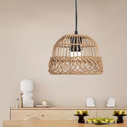 Vintage Woven Pendant Lampshade 21cm Rattan Dining Light Shade
