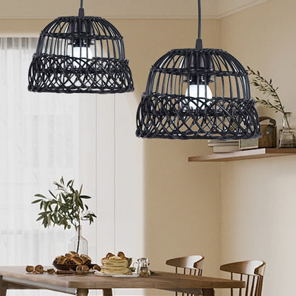 Vintage Woven Pendant Lampshade 21cm Rattan Dining Light Shade