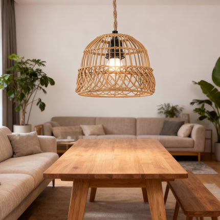 Vintage Woven Pendant Lampshade 21cm Rattan Dining Light Shade