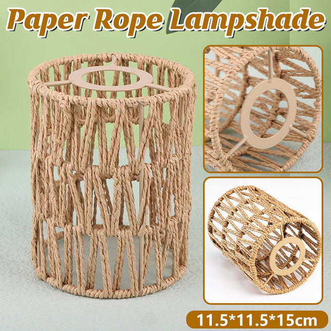 Natural Paper Rope Lampshade 15x11.5cm Rattan Style Pendant Light Shade Decor