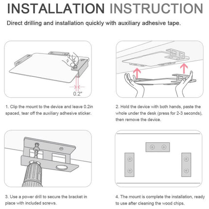 Under-Desk Storage Stand for Laptop Desk Adjustable Space Saving Sturdy Durable