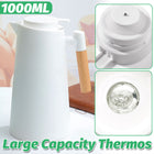 1000ml Glass Liner Vacuum Insulated Coffee Pot with Wooden Handle