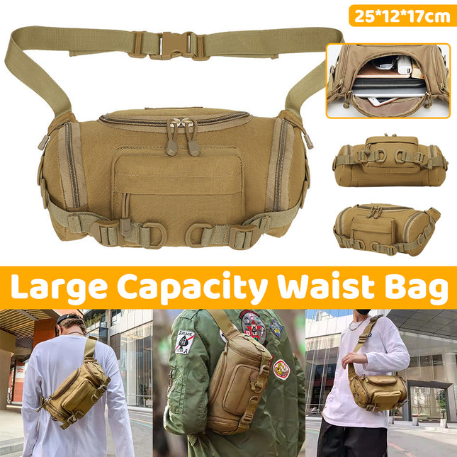 Mens Waist Bags Outdoor Nylon Crossbody Tactical Waterproof Motorcycle Bum Bag