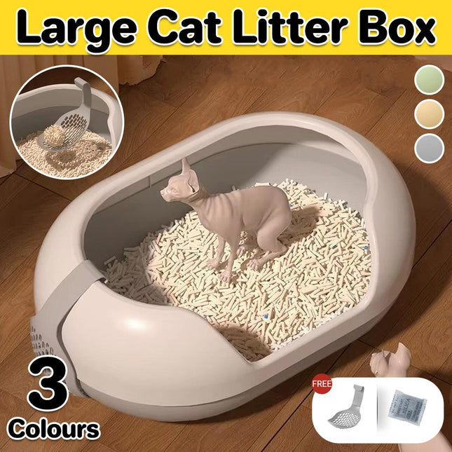Large Semi Closed Cat Litter Box Covered Litter Pan for Cats Easy Clean Design
