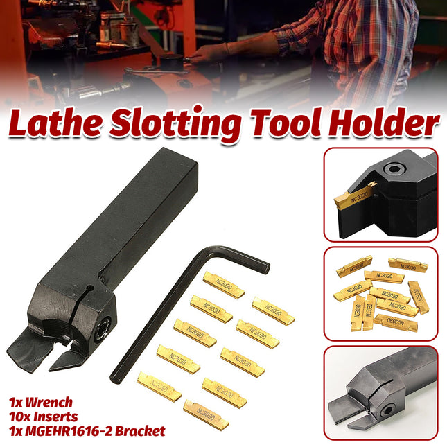 MGEHR1616-2 Lathe Tool Holder with 10pcs MGMN200-G Gold Carbide Inserts