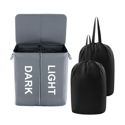 Oxford Cloth Double Laundry Basket for Dirty Clothes Storage Hamper Organizer