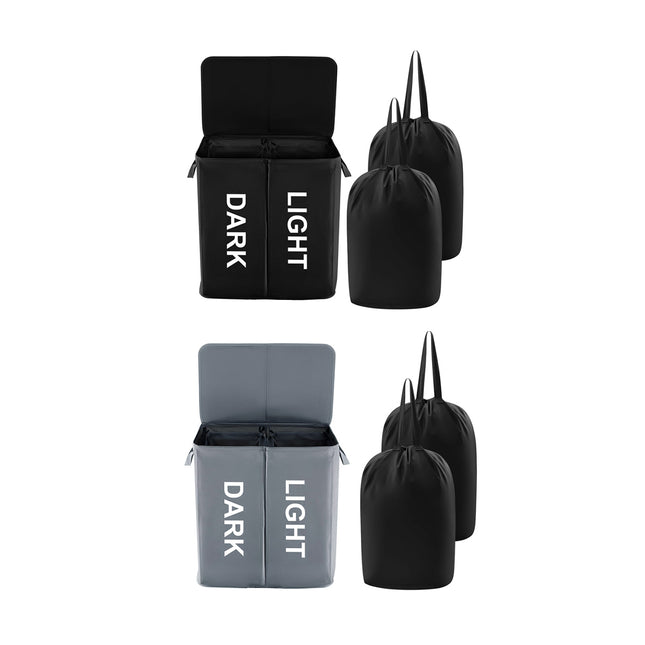 Oxford Cloth Double Laundry Basket for Dirty Clothes Storage Hamper Organizer