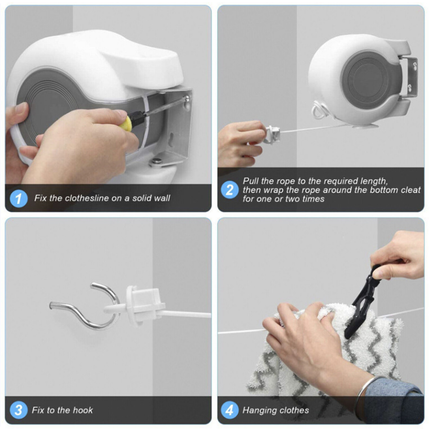 Double Clothes Line Wall Hanger Retractable Clothesline Clothes Dryer 13m Indoor