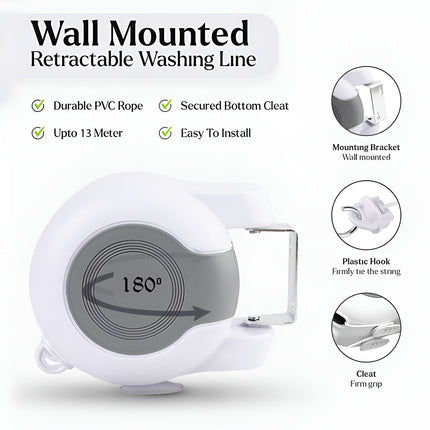 Double Clothes Line Wall Hanger Retractable Clothesline Clothes Dryer 13m Indoor