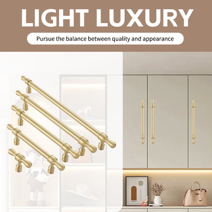 5 Sizes Brass Cabinet Drawer Handle Modern Gold Wardrobe Door Light Luxury Pull