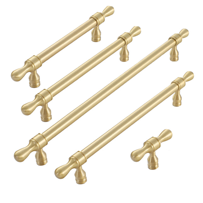 5 Sizes Brass Cabinet Drawer Handle Modern Gold Wardrobe Door Light Luxury Pull