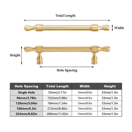 5 Sizes Brass Cabinet Drawer Handle Modern Gold Wardrobe Door Light Luxury Pull