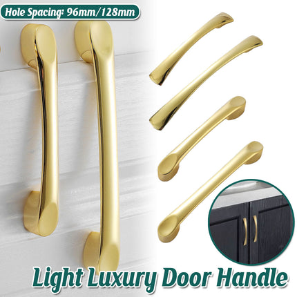 Pure Copper Wardrobe Handle 96mm 128mm Bright Gold Simple Cabinet Door Pull