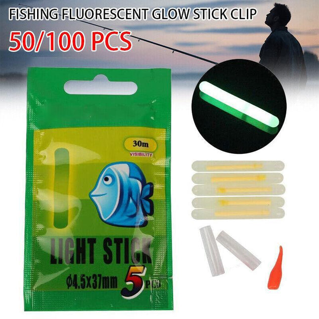 UP100x Chemical Light Fishing Fluorescent Glow Sticks Clip On the Rod Tip - Aimall