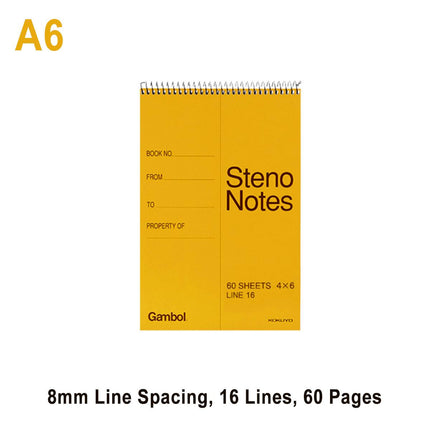 Yellow Spiral Steno Pads 5 Pack A5 80 or A6 60 Sheets