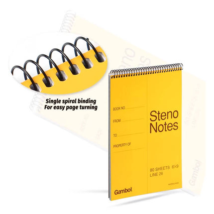 Yellow Spiral Steno Pads 5 Pack A5 80 or A6 60 Sheets