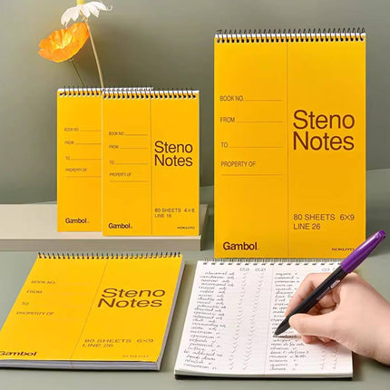 Yellow Spiral Steno Pads 5 Pack A5 80 or A6 60 Sheets