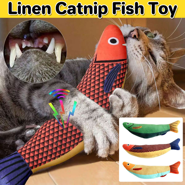 Catnip Fish Toy Plush Chew Toy for Cats Kitten Interactive Boredom Relief Play