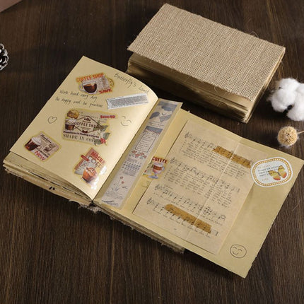 Linen Frayed Edge Thread-Bound Hardcover Notebook RetroStyle Durable Thick Paper