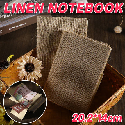 Linen Frayed Edge Thread-Bound Hardcover Notebook RetroStyle Durable Thick Paper