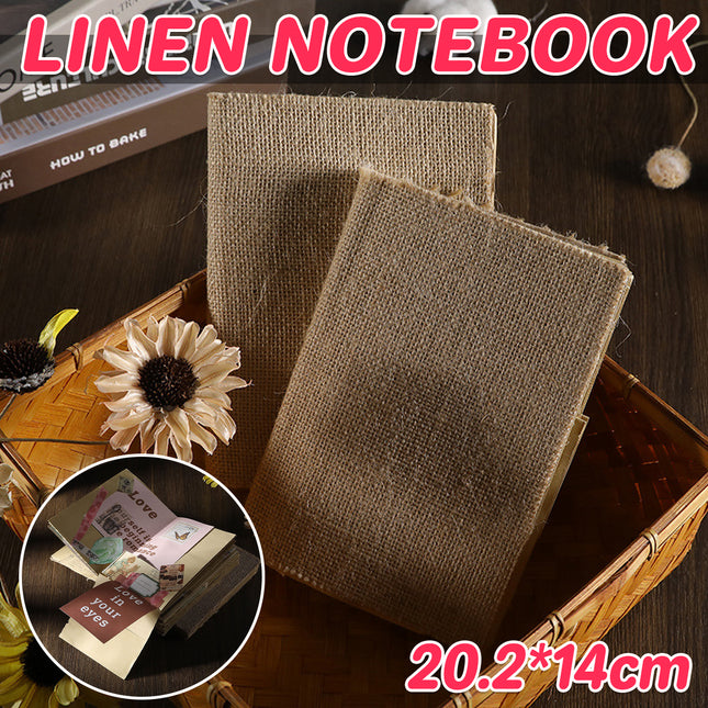Linen Frayed Edge Thread-Bound Hardcover Notebook RetroStyle Durable Thick Paper