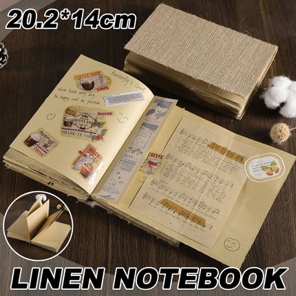 Linen Frayed Edge Thread-Bound Hardcover Notebook RetroStyle Durable Thick Paper