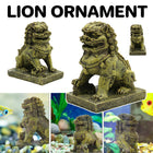 Resin Guardian Lion Statue Ornament Aquarium Decor Fish Tank Desktop Display