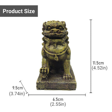 Resin Guardian Lion Statue Ornament Aquarium Decor Fish Tank Desktop Display