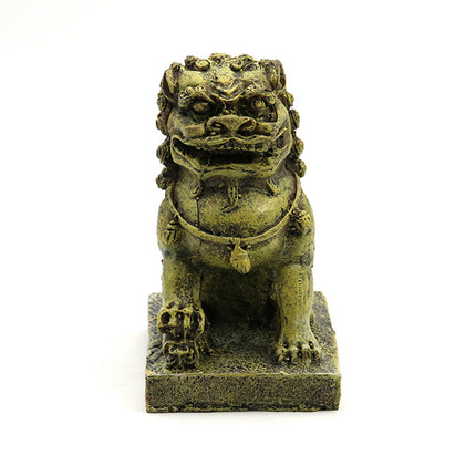 Resin Guardian Lion Statue Ornament Aquarium Decor Fish Tank Desktop Display