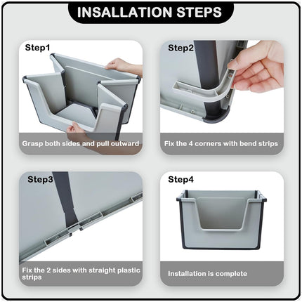 Cat Litter Box Portable Foldable Design Large Size Gray Open Top Toilet for Pets