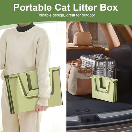 Cat Litter Box Portable Foldable Design Large Size Gray Open Top Toilet for Pets