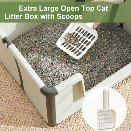 Cat Litter Box Portable Foldable Design Large Size Gray Open Top Toilet for Pets