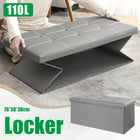 Foldable Storage Ottoman 110L 76x38x38cm Grey Faux Leather Tufted for Bedroom