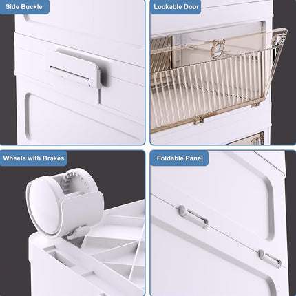 Foldable Storage Cabinet Space Saving Sturdy for Home Bedroom Living Room