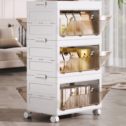 Foldable Storage Cabinet Space Saving Sturdy for Home Bedroom Living Room