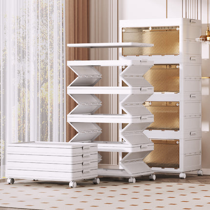 Foldable Storage Cabinet Space Saving Sturdy for Home Bedroom Living Room