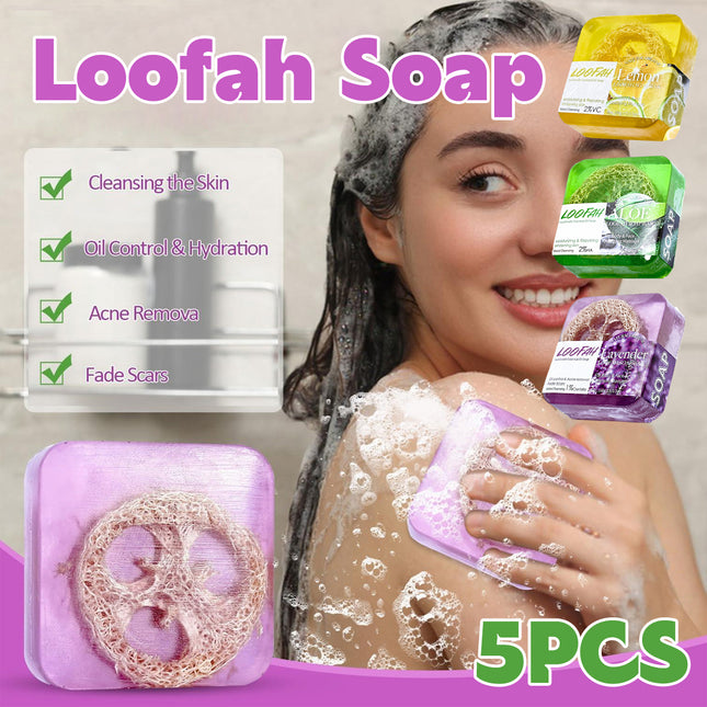 5PCS Loofah Soap Bar Essential Oil Facial Cleansing Exfoliating Bath Body Care