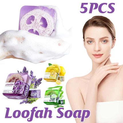 5PCS Loofah Soap Bar Essential Oil Facial Cleansing Exfoliating Bath Body Care