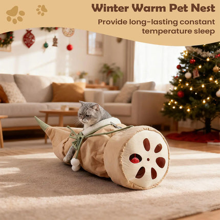 Lotus Root Shape Cat Tunnel Toy Durable Warm for Pet  Indoor Play Hide Seek Use