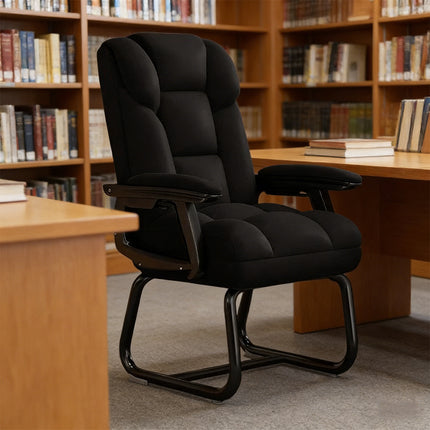 Ergonomic Office Chair PU Leather High Back Padded Armrest Fixed Base Home Desk Chair