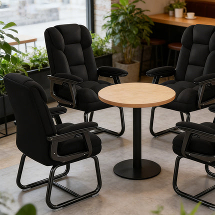 Ergonomic Office Chair PU Leather High Back Padded Armrest Fixed Base Home Desk Chair