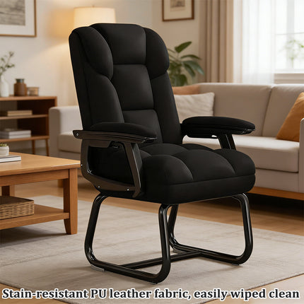 Ergonomic Office Chair PU Leather High Back Padded Armrest Fixed Base Home Desk Chair