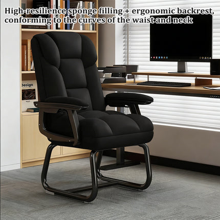 Ergonomic Office Chair PU Leather High Back Padded Armrest Fixed Base Home Desk Chair